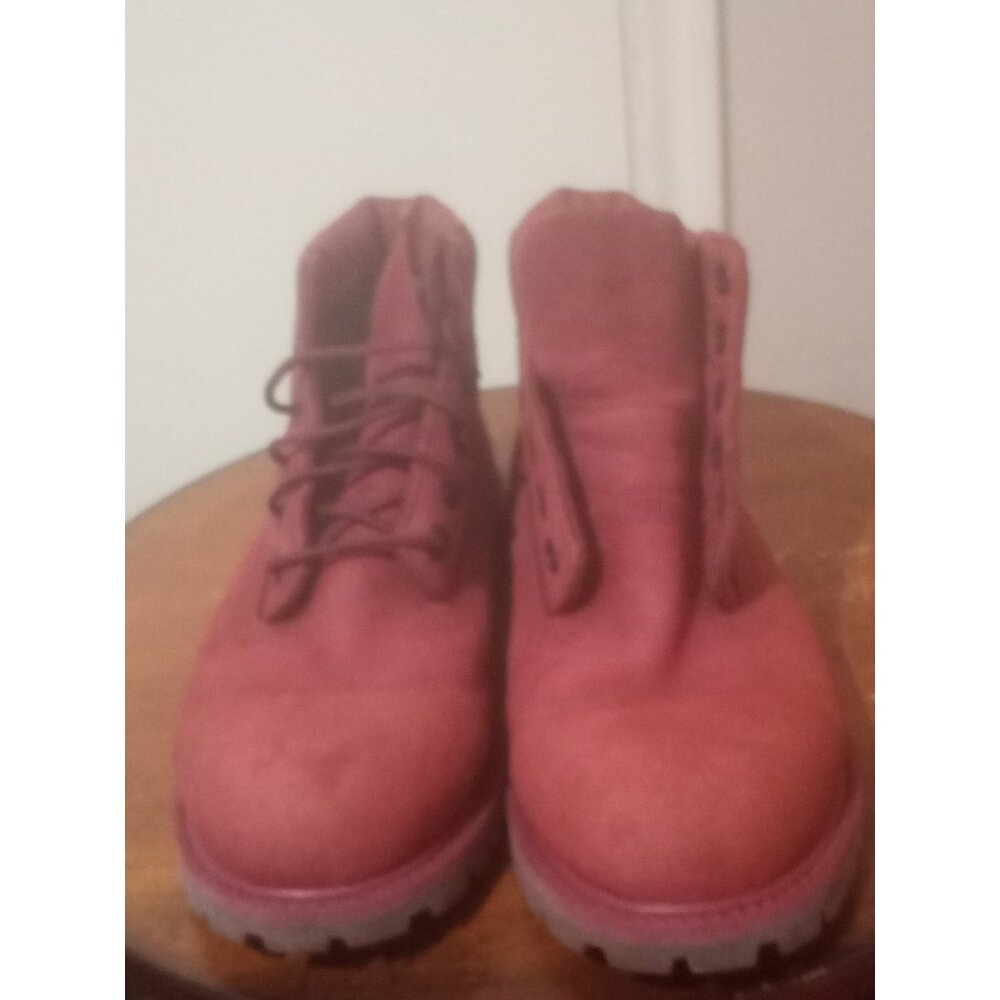 Timberland Premium Waterproof Boots Red Youth Boys Suede Sz 3 - Picture 5 of 13